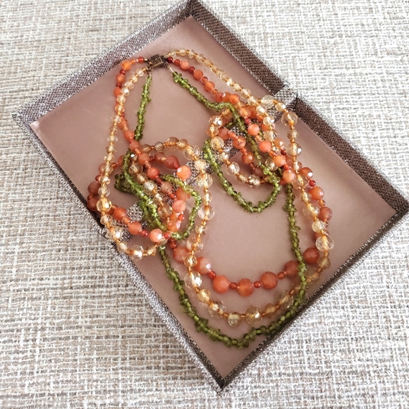 Vintage Glass Bead Multi Strand Necklace